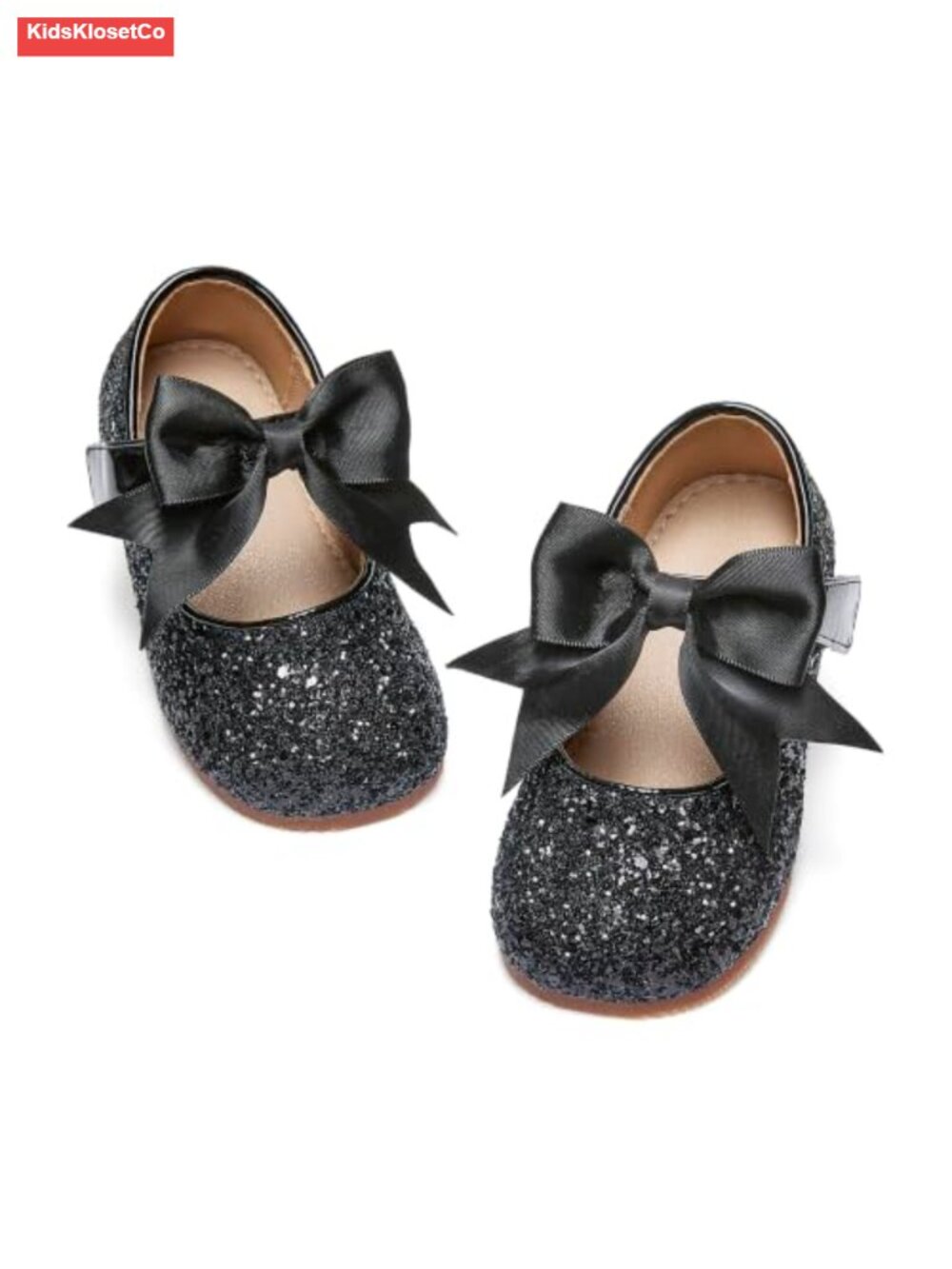 Girls Toddler Mary Jane Princess Dress Shoes - Ballet Flats with Bow, Non-Slip